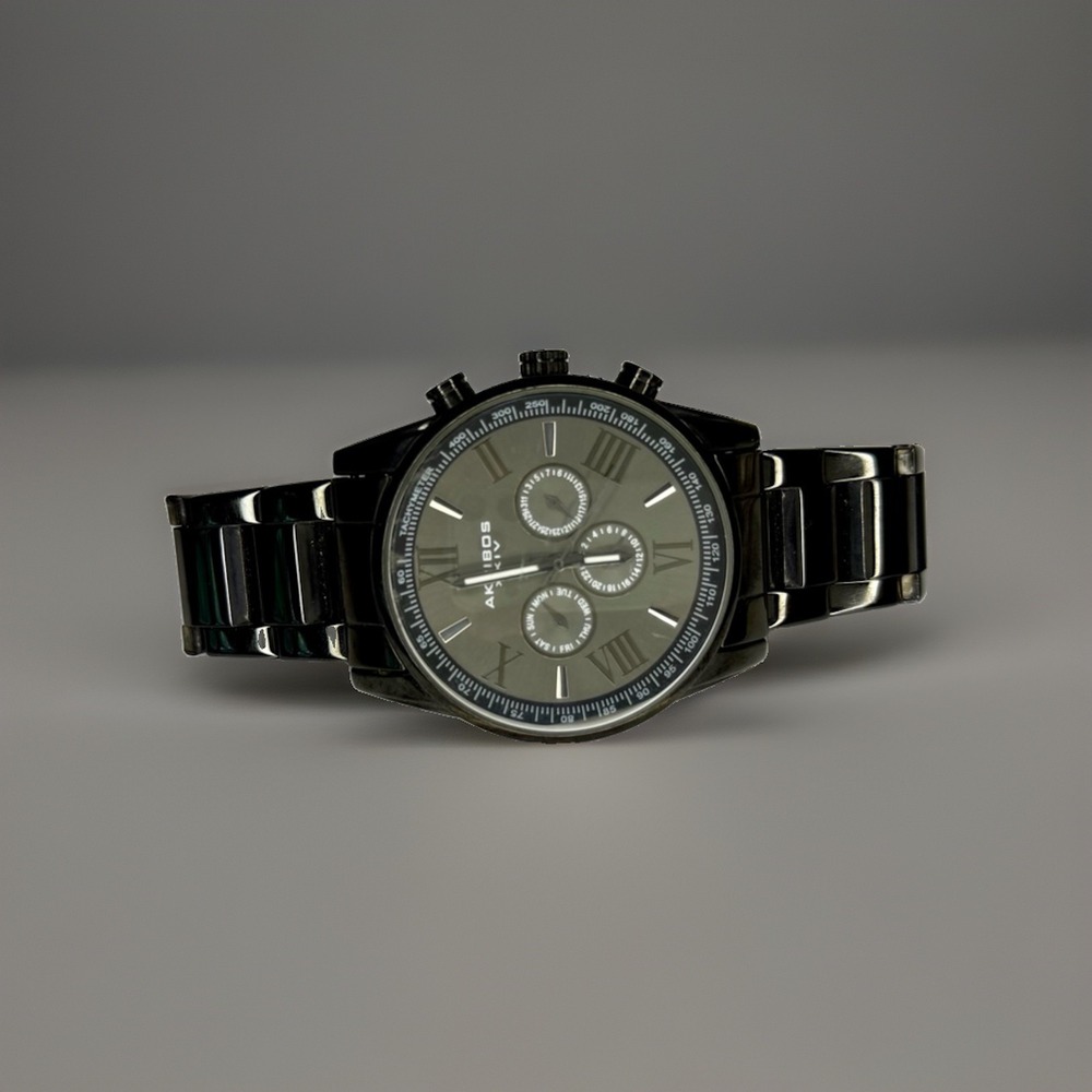 Akribos XXIV AK736BK 45 mm Black Alloy Case with Black Stainless Steel Band...